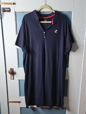 Kim Rogers Perfectly Soft Navy Polo Shirt Dress with Red Accent 3X